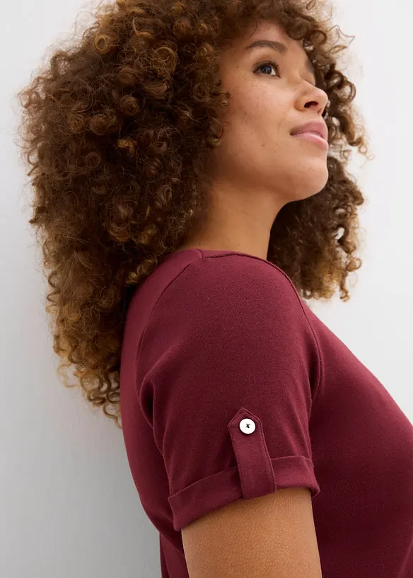 T-shirt col tunisien 100% coton, bonprix