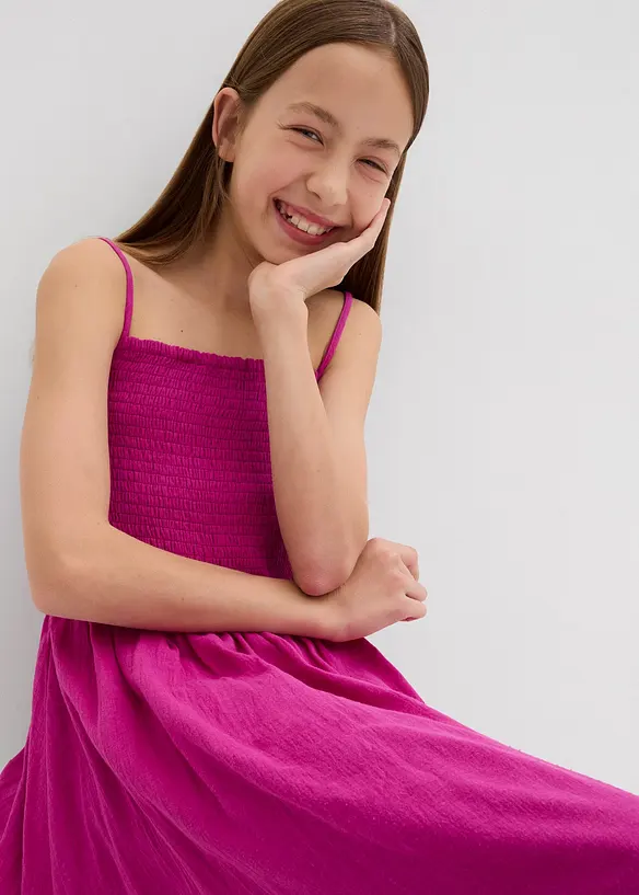 Robe à fines bretelles en gaze de coton, bonprix