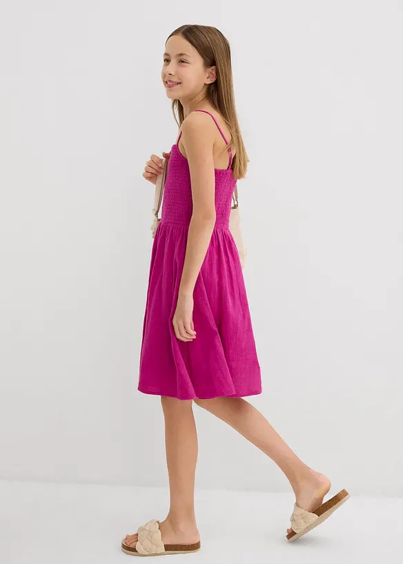 Robe à fines bretelles en gaze de coton, bonprix