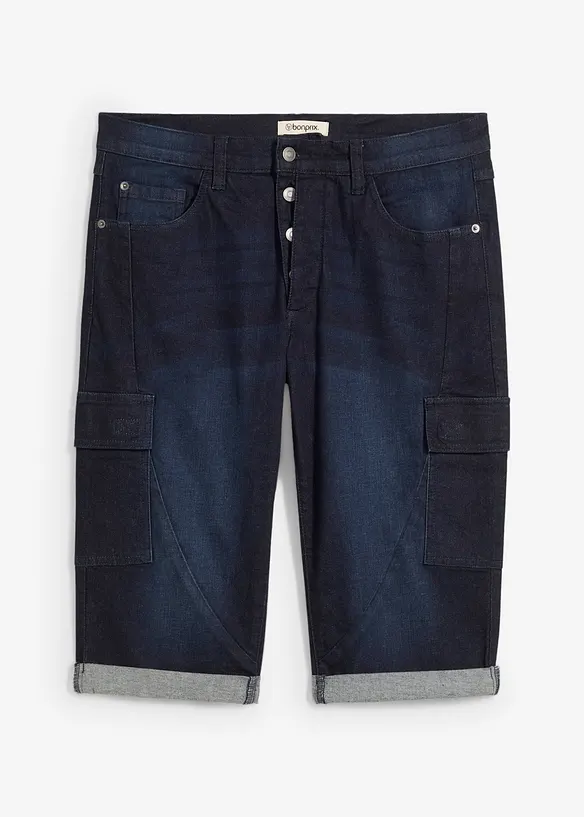 Bermuda cargo en jean extensible, regular, bonprix