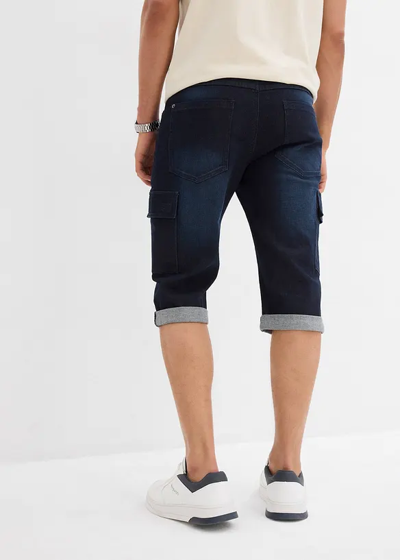Bermuda cargo en jean extensible, regular, bonprix