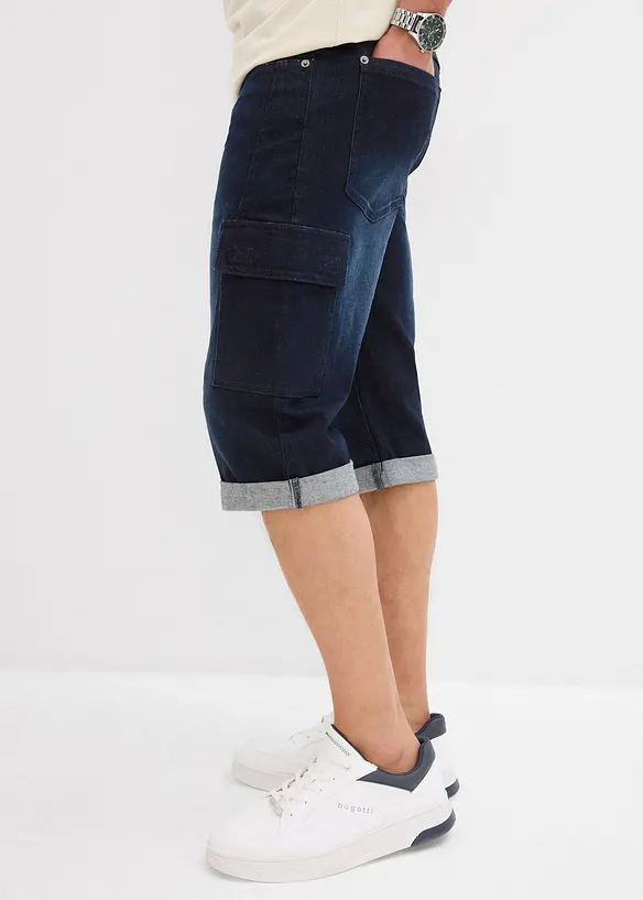 Bermuda cargo en jean extensible, regular, bonprix