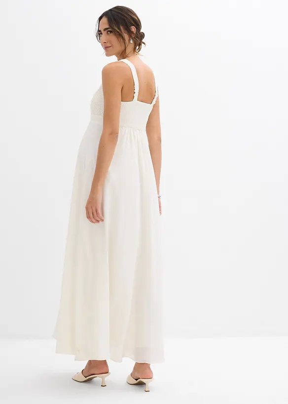 Robe de mariée de grossesse avec dentelle, satin et crêpe georgette, bonprix