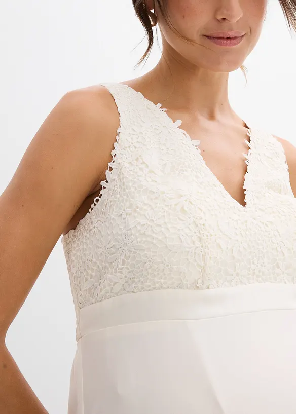 Robe de mariée de grossesse avec dentelle, satin et crêpe georgette, bonprix