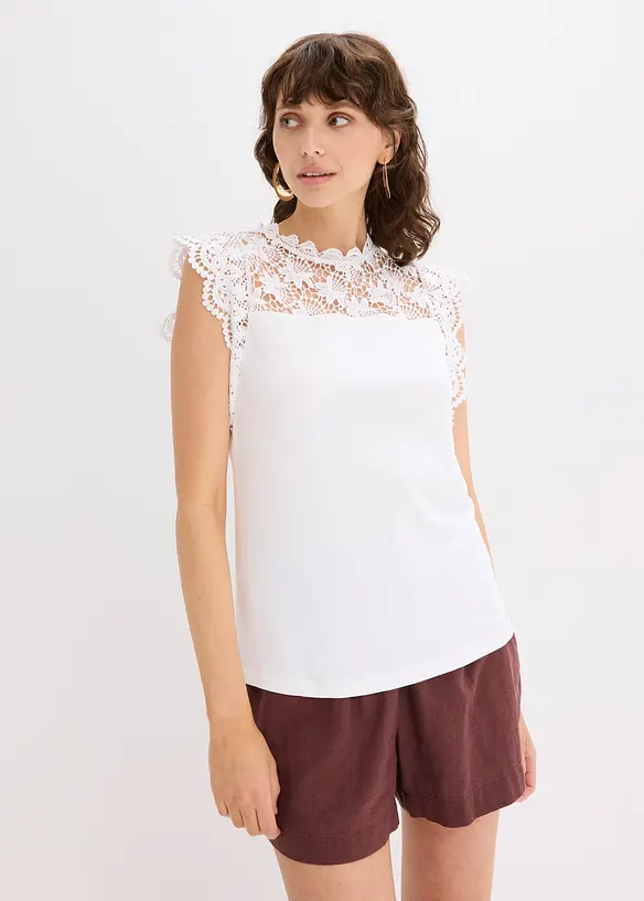 T-shirt à empiècement dentelle, bonprix