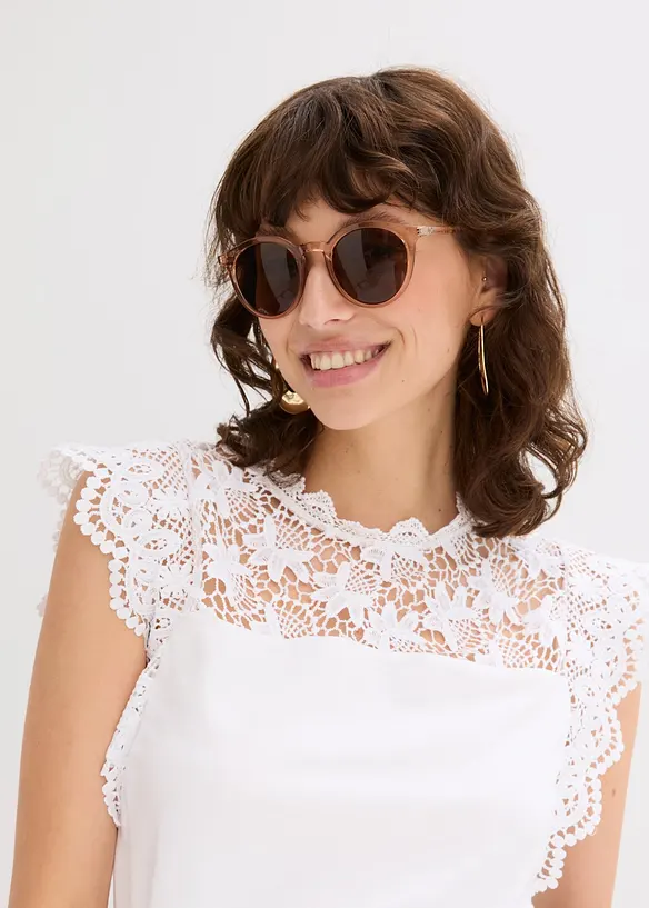 T-shirt à empiècement dentelle, bonprix