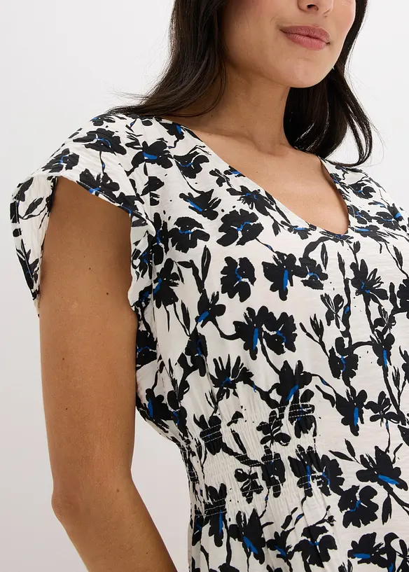 Robe en tissu texturé avec manches papillon, bonprix