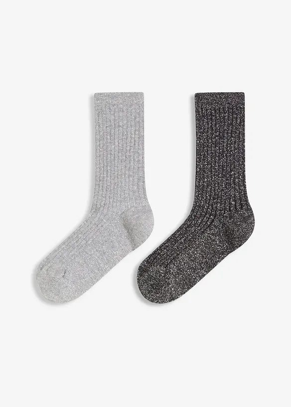 Lot de 2 paires de chaussettes avec coton et lurex, bonprix