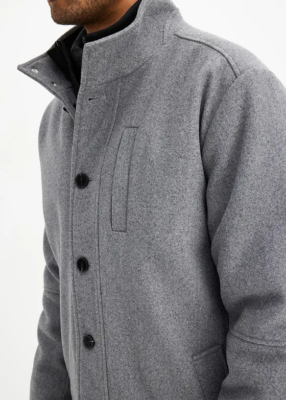 Veste d’hiver aspect laine avec empiècement coupe-vent, bonprix