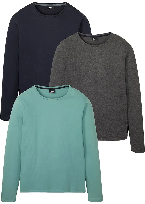 Lot de 3 T-shirts manches longues, bonprix