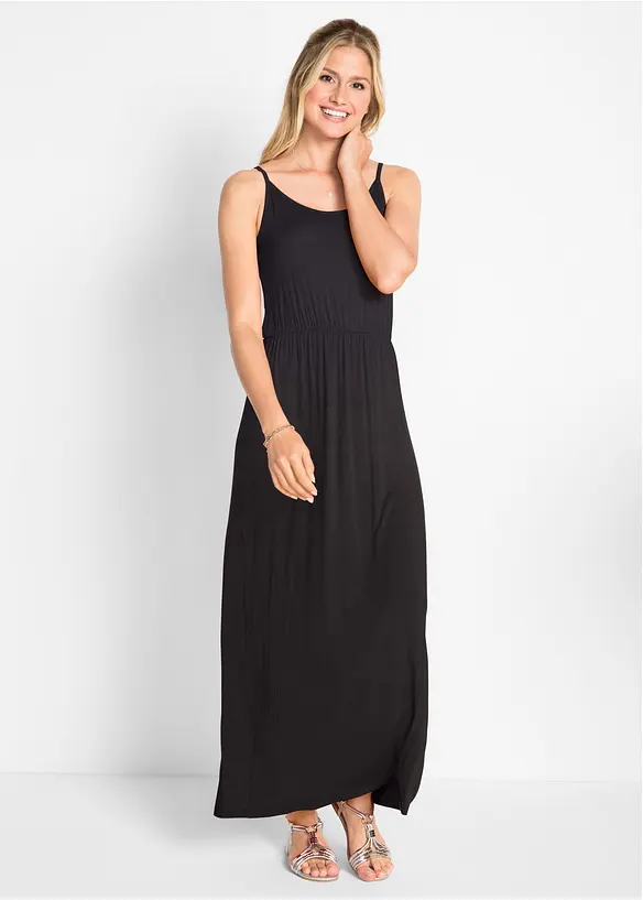 Robe longue, cintrée et fluide en viscose extensible, bonprix