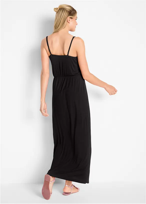 Robe longue, cintrée et fluide en viscose extensible, bonprix