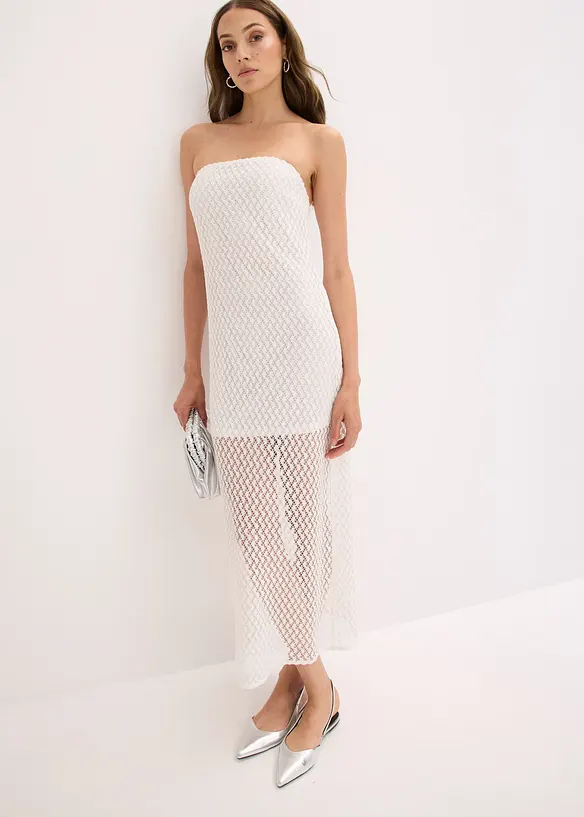 Robe col Bardot avec dentelle, bonprix