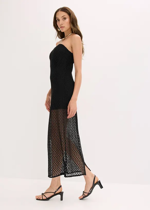 Robe col Bardot avec dentelle, bonprix