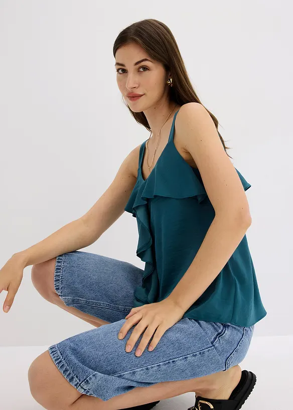 Top à bretelles fines en satin brillant, bonprix