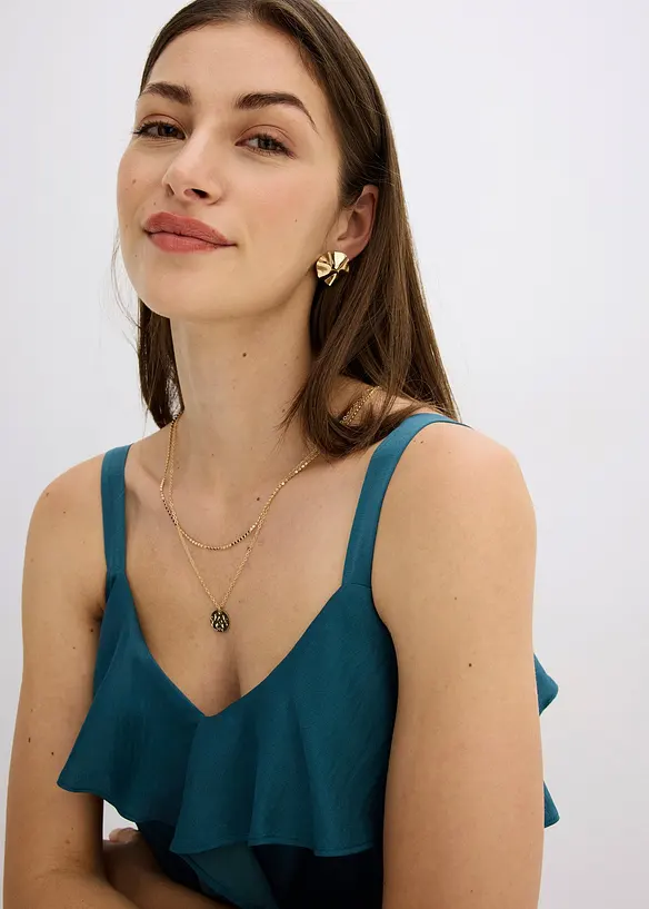 Top à bretelles fines en satin brillant, bonprix