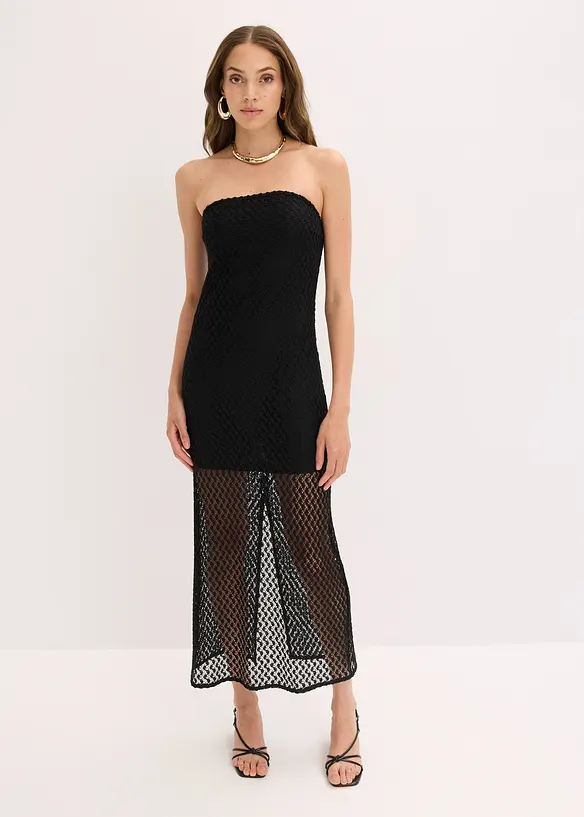 Robe col Bardot avec dentelle, bonprix