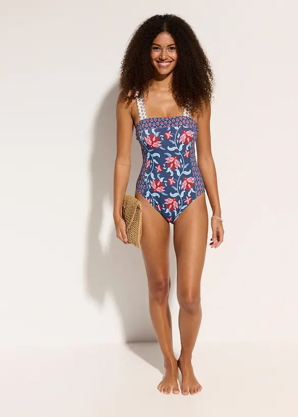 Maillot 1 pièce bandeau avec bretelles larges, bonprix