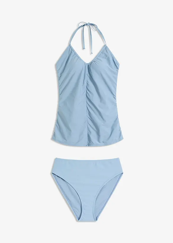 Tankini (ens. 2 pces) dos nu à fronces, bonprix