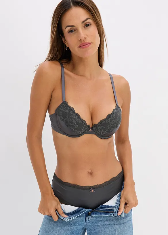 Soutien-gorge à coques satin et dentelle, bonprix