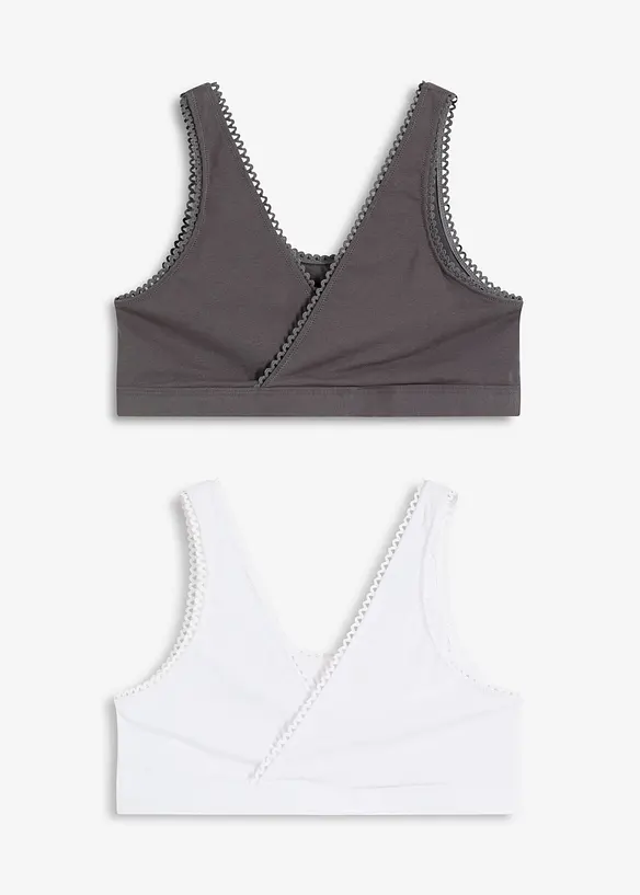 Lot de 2 brassières réversibles en coton extensible, bonprix