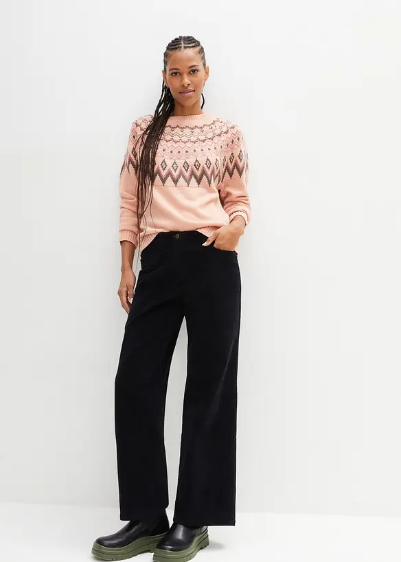 Pantalon large en velours côtelé, bonprix