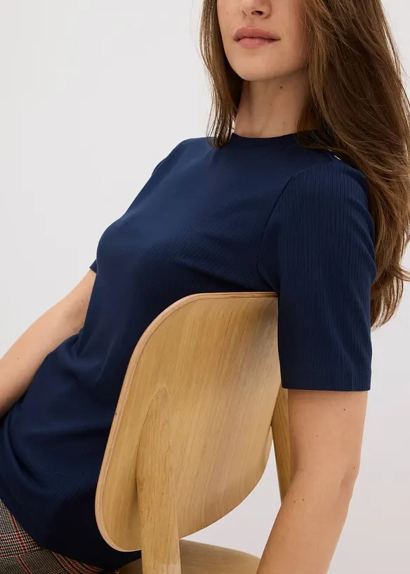 T-shirt côtelé en viscose douce et extensible, bonprix