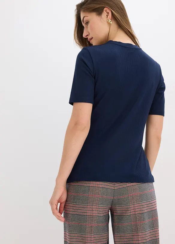 T-shirt côtelé en viscose douce et extensible, bonprix
