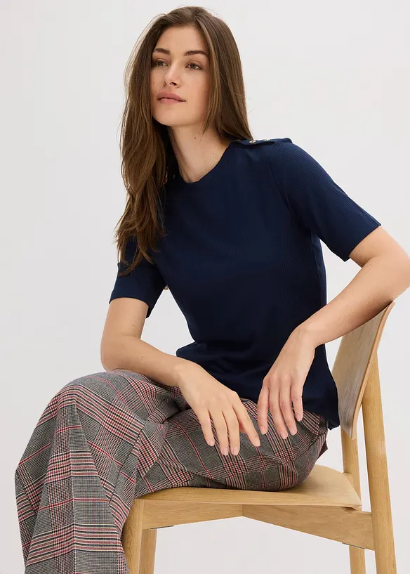 T-shirt côtelé en viscose douce et extensible, bonprix