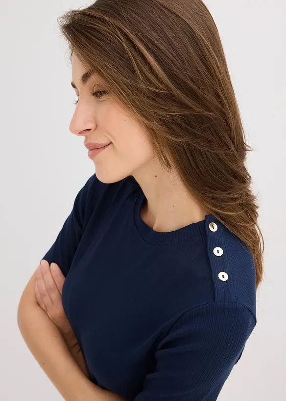 T-shirt côtelé en viscose douce et extensible, bonprix