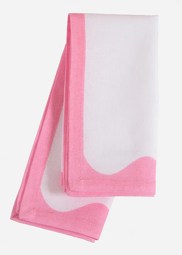 Lot de 2 serviettes de table en coton avec bordure contrastante, bonprix