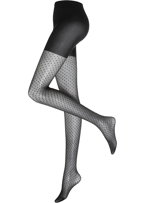 Collant 30den avec motif résille à pois, bonprix
