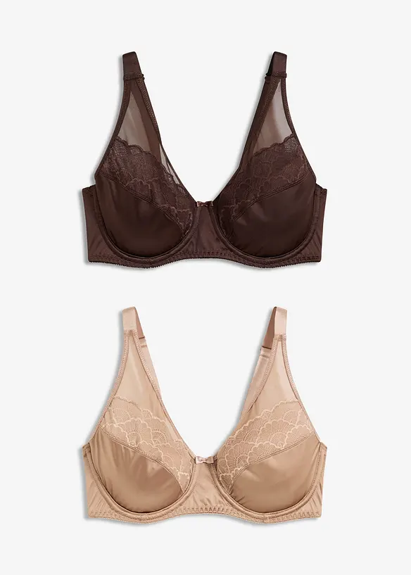 Lot de 2 soutiens-gorge avec effet brillant, bonprix