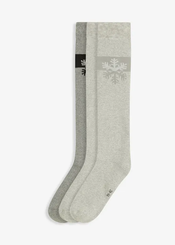 3 paires de chaussettes hautes thermiques avec intérieur éponge doux, coton majoritaire, bonprix
