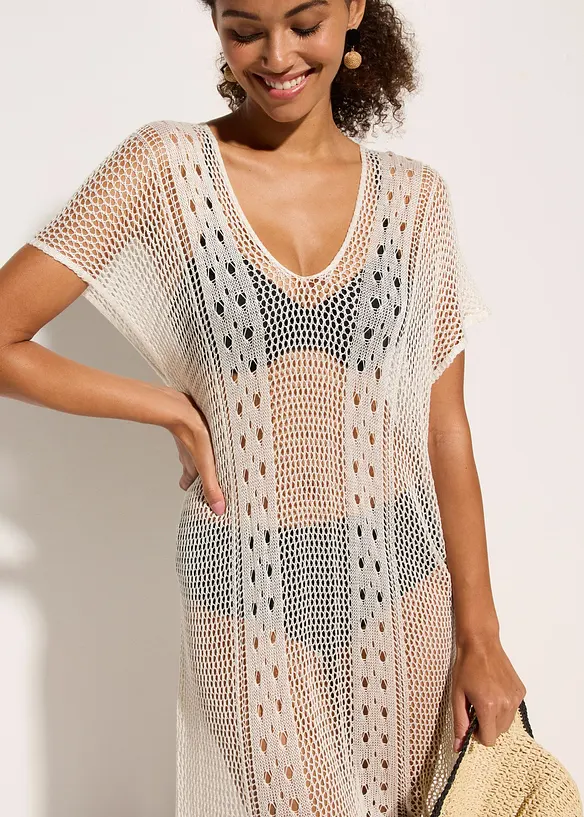 Robe de plage en viscose aspect crochet, bonprix