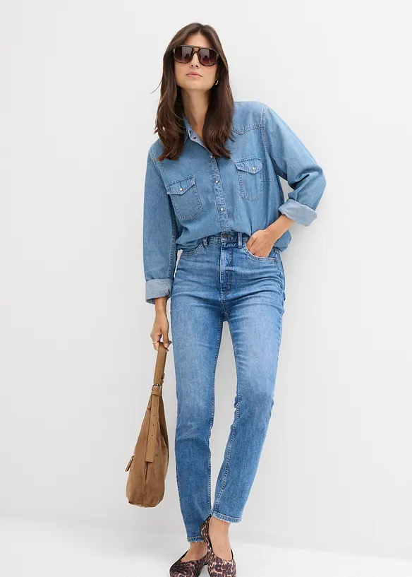 Jean skinny taille haute, cropped, bonprix