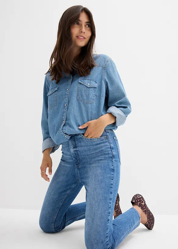 Jean skinny taille haute, cropped, bonprix