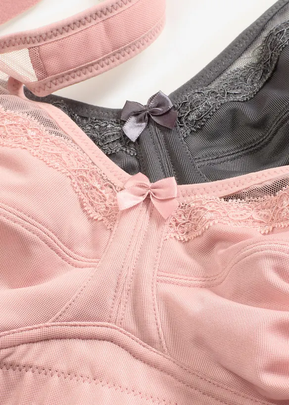 Lot de 2 soutiens-gorge grand maintien sans armatures, bretelles rembourrées, bonprix