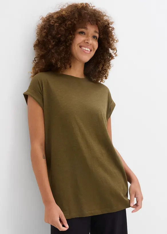 Lot de 2 T-shirts longs 100% coton, bonprix