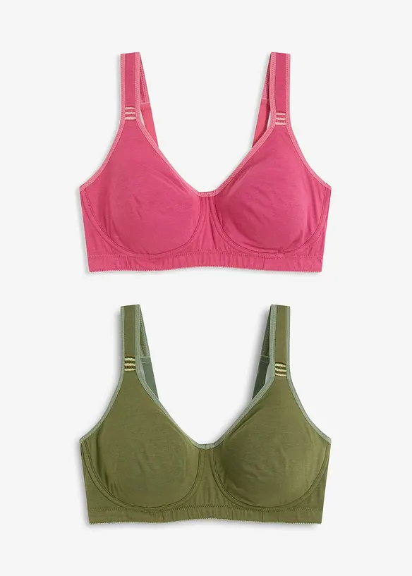Lot de 2 soutiens-gorge coton moulés sans armatures, bonprix