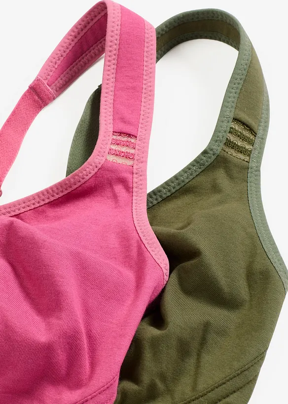 Lot de 2 soutiens-gorge coton moulés sans armatures, bonprix