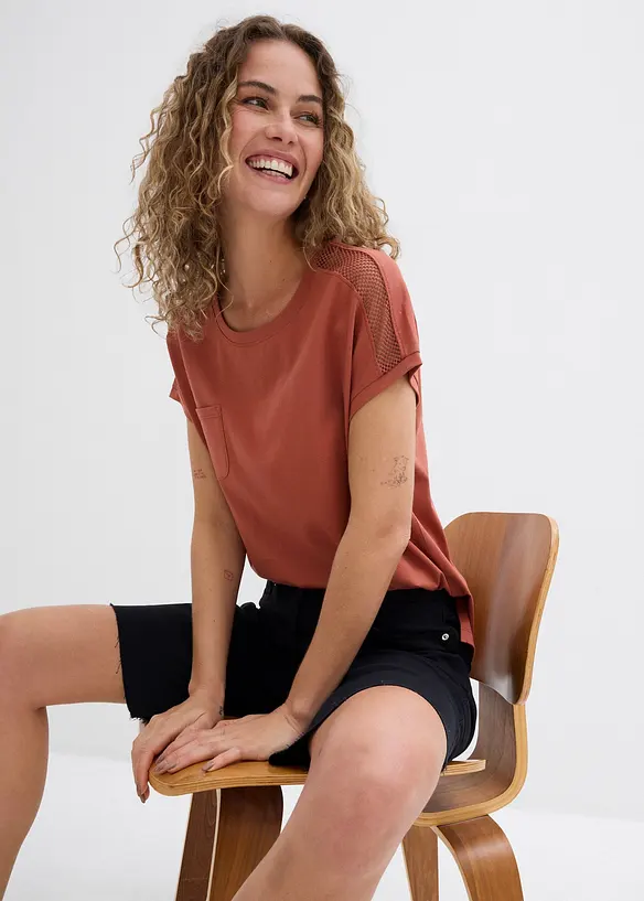 T-shirt ample avec dentelle, bonprix