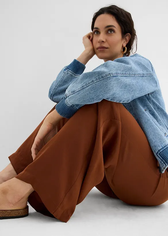 Pantalon palazzo l&eacute;ger et textur&eacute;, bonprix