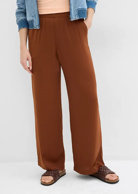 Pantalon palazzo l&eacute;ger et textur&eacute;, bonprix