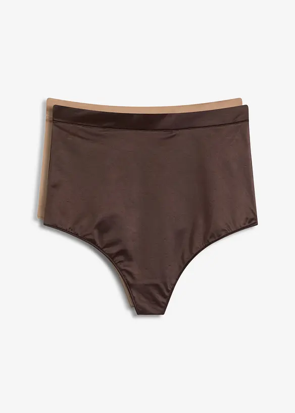 Lot de 2 strings sculptants en matière brillante, maintien léger, bonprix