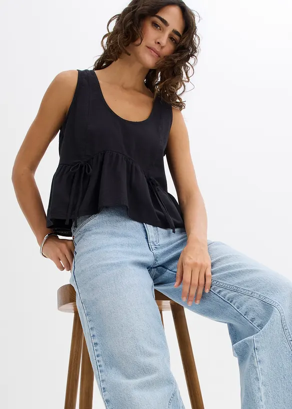 Blouse sans manches l&eacute;g&egrave;re en lin m&eacute;lang&eacute;, bonprix