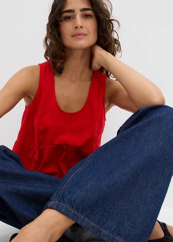 Blouse sans manches légère en lin mélangé, bonprix