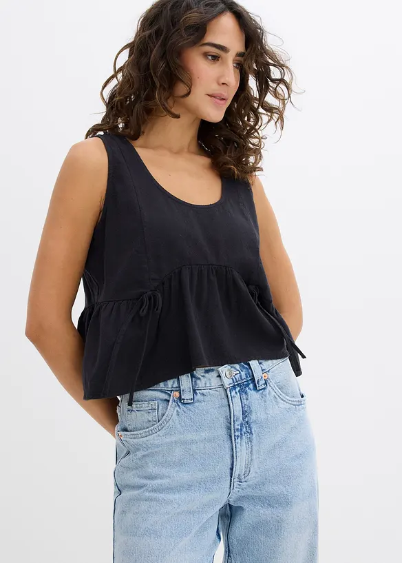 Blouse sans manches l&eacute;g&egrave;re en lin m&eacute;lang&eacute;, bonprix