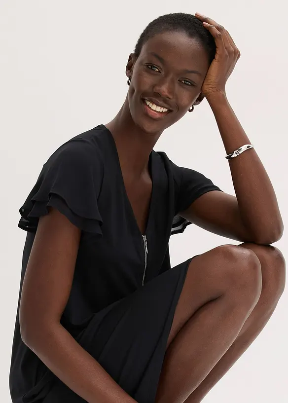 Robe en jersey à manches en crêpe, bonprix