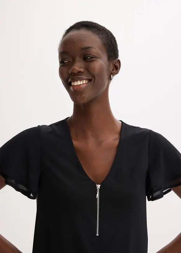 Robe en jersey à manches en crêpe, bonprix